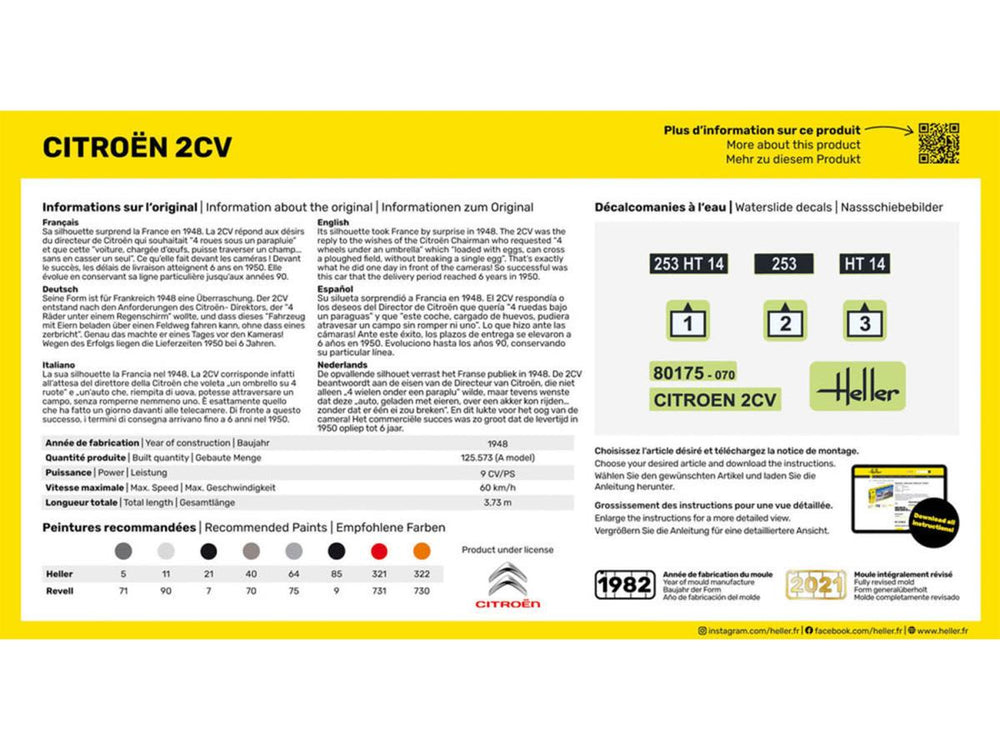 Heller 56175 Citroen 2CV Starter Kit 1:43 Model Kit