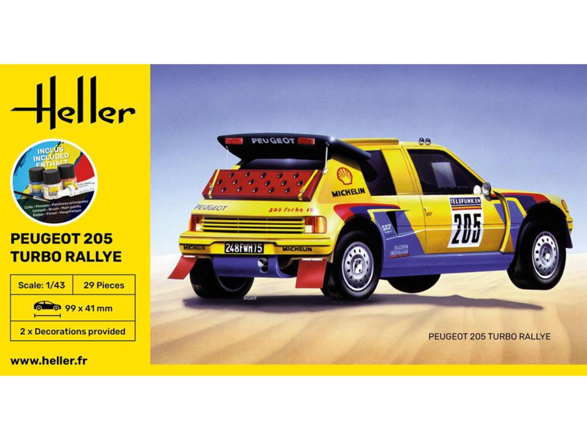 Heller 56189 Peugeot 205 Turbo Rallye STARTER SET 1:43 Model Kit