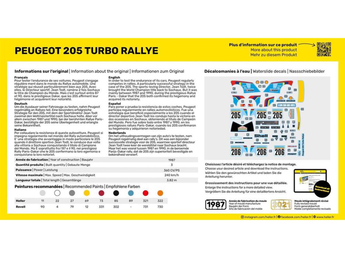 Heller 56189 Peugeot 205 Turbo Rallye STARTER SET 1:43 Model Kit