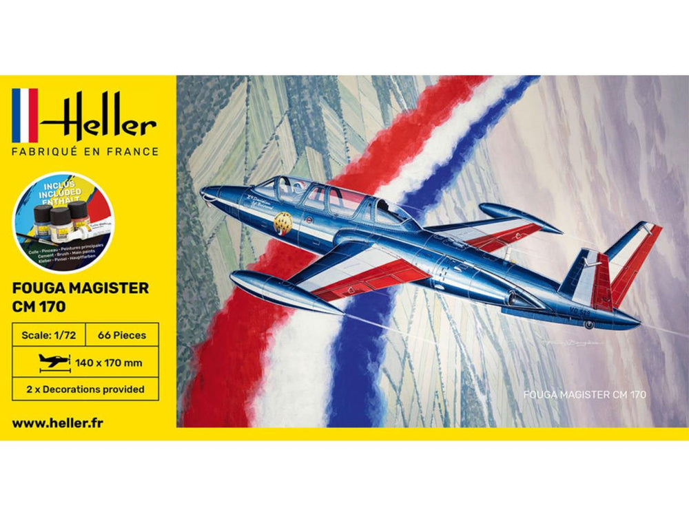 Heller 56220 French Fouga Magister CM 170 Starter Kit 1:72 Model Kit