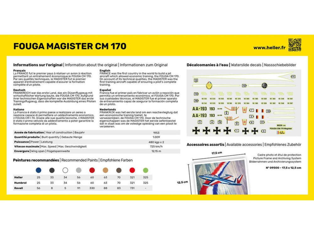 Heller 56220 French Fouga Magister CM 170 Starter Kit 1:72 Model Kit