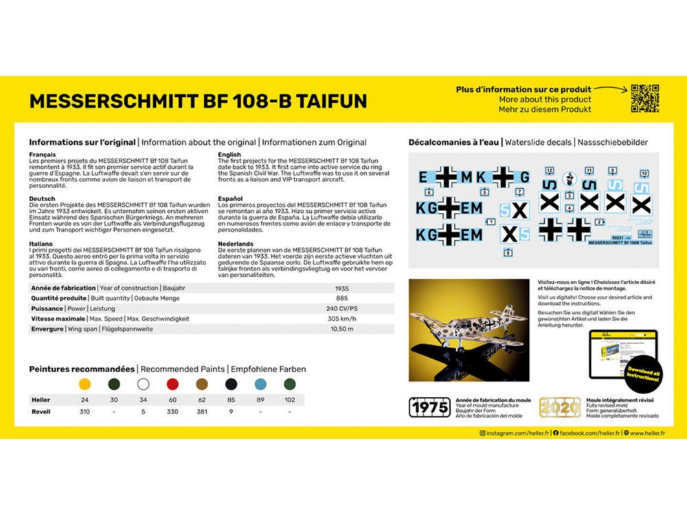 Heller 56231 German Messerchmitt Bf 108-B Taifun Starter Kit 1:72)