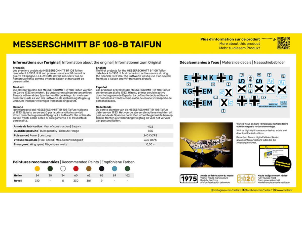Heller 56231 German Messerchmitt Bf 108-B Taifun Starter Kit 1:72)