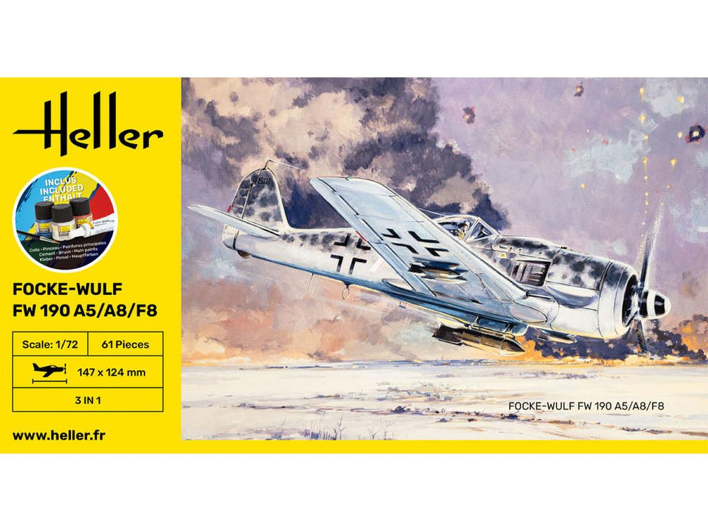 Heller 56235 German Focke Wulf FW 190 A5/A8/F8 Starter Kit 1:72 Model Kit
