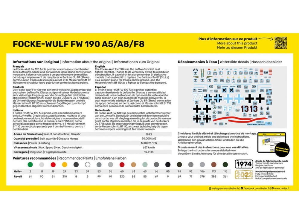 Heller 56235 German Focke Wulf FW 190 A5/A8/F8 Starter Kit 1:72 Model Kit