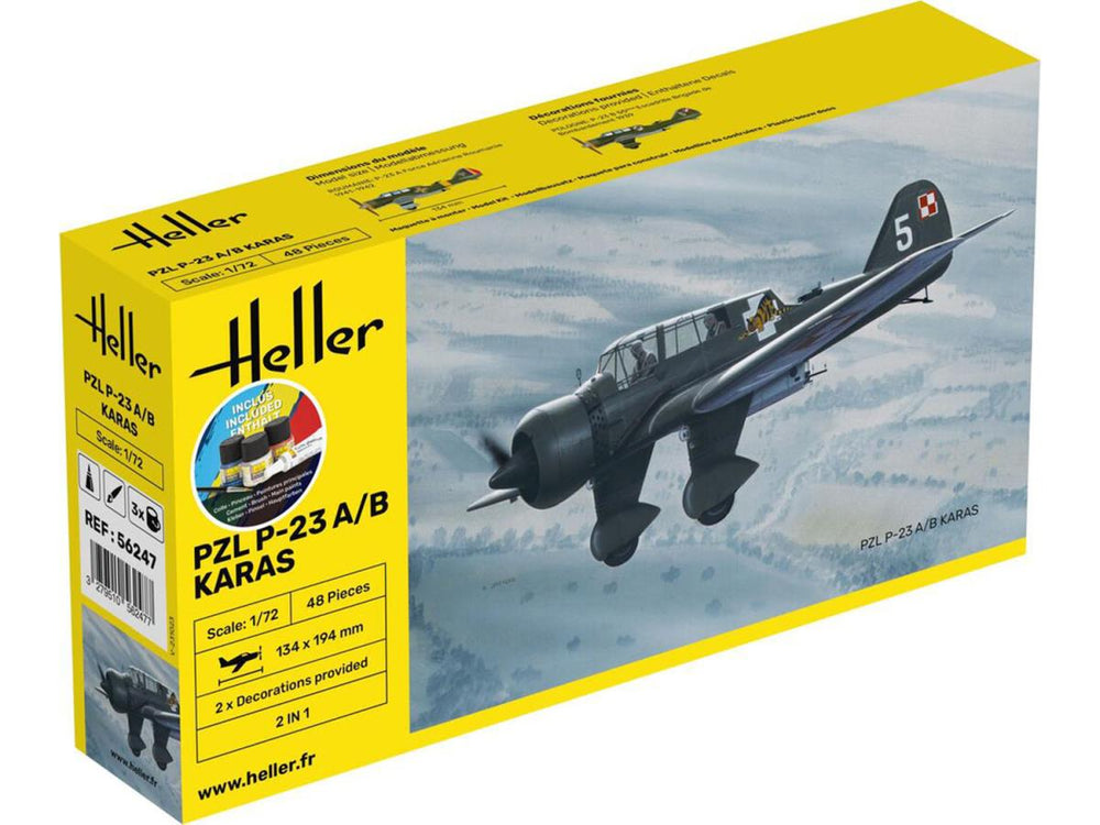 Heller 56247 Polish PZL P-23 A/B Karas Starter Kit 1:72 Model Kit