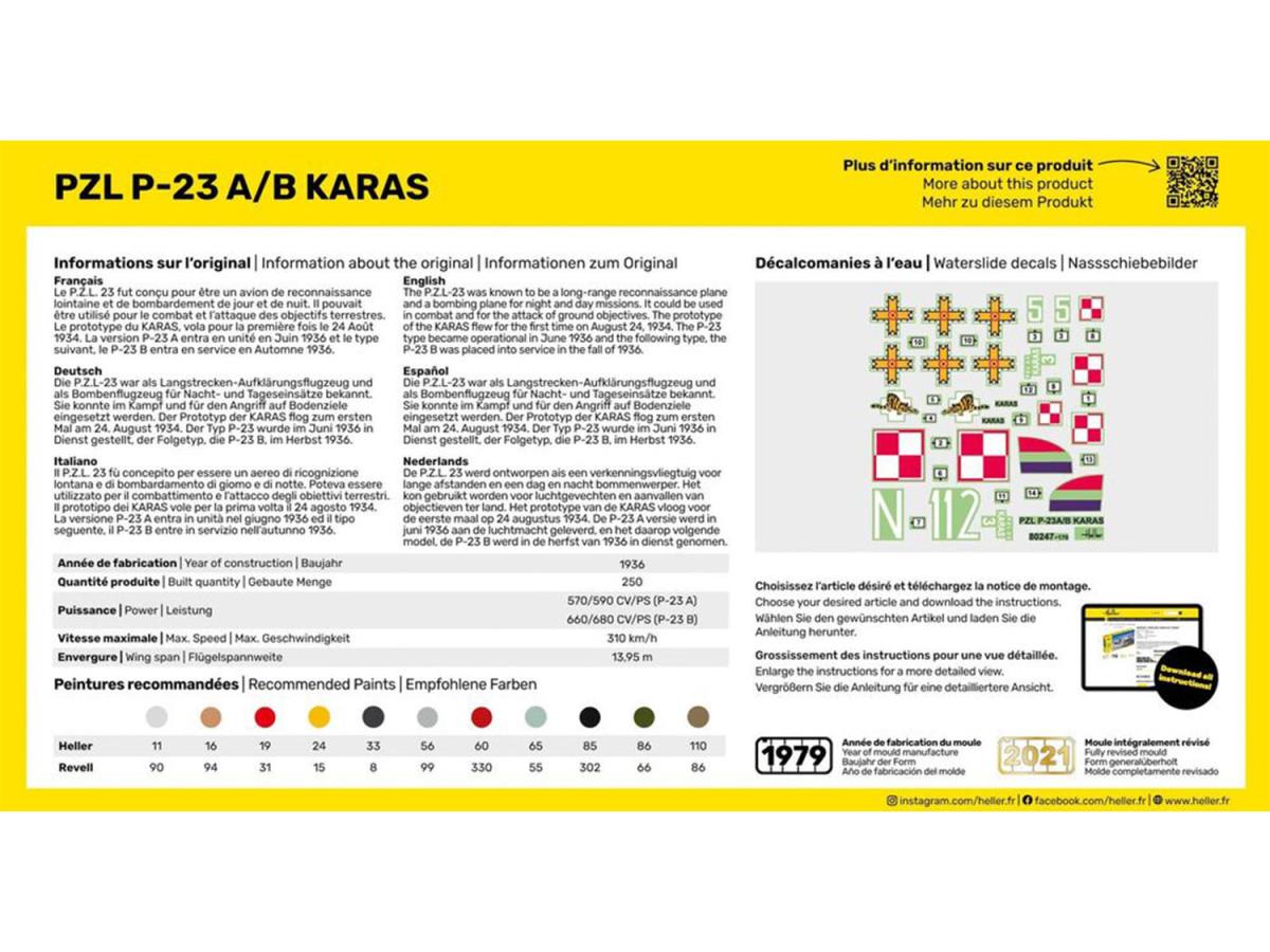 Heller 56247 Polish PZL P-23 A/B Karas Starter Kit 1:72 Model Kit