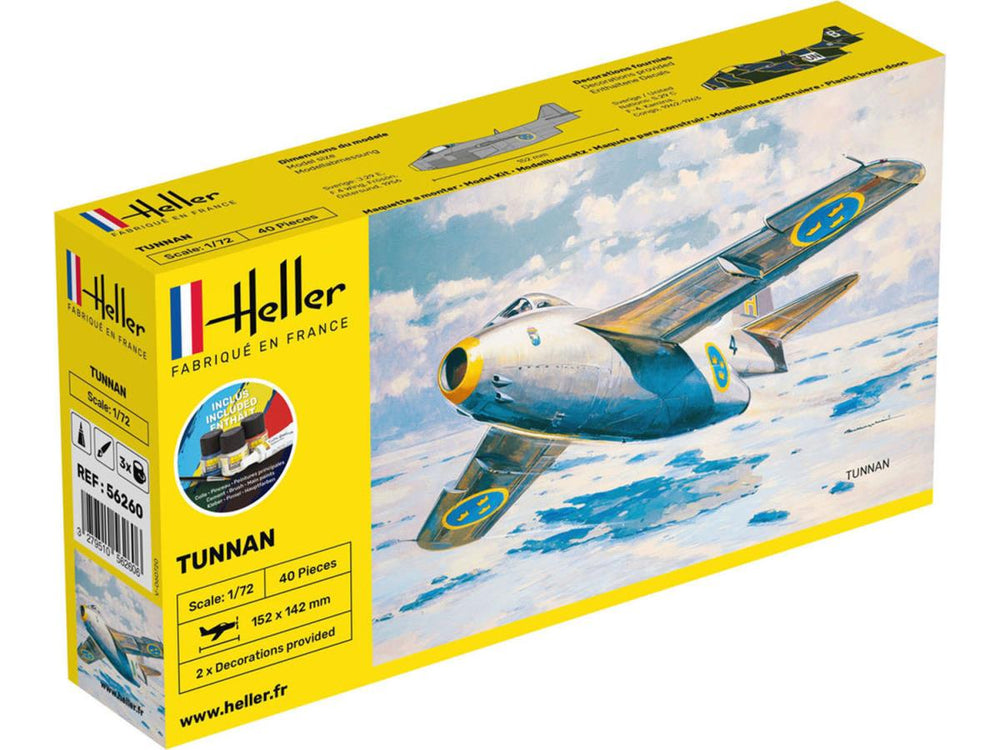 Heller 56260 Swedish Saab 29 Tunnan Starter Kit 1:72 Model Kit