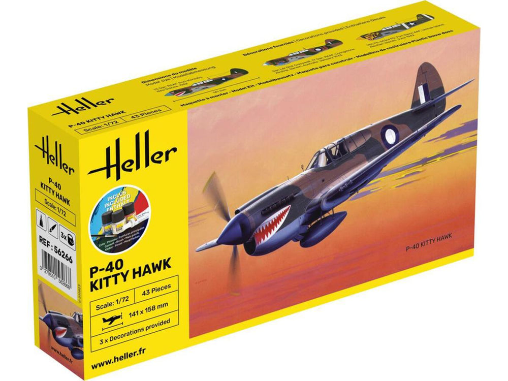 Heller 56266 US Curtiss P-40 Kitty Hawk Starter Kit 1:72 Model Kit