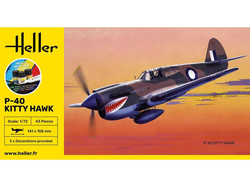 Heller 56266 US Curtiss P-40 Kitty Hawk Starter Kit 1:72 Model Kit