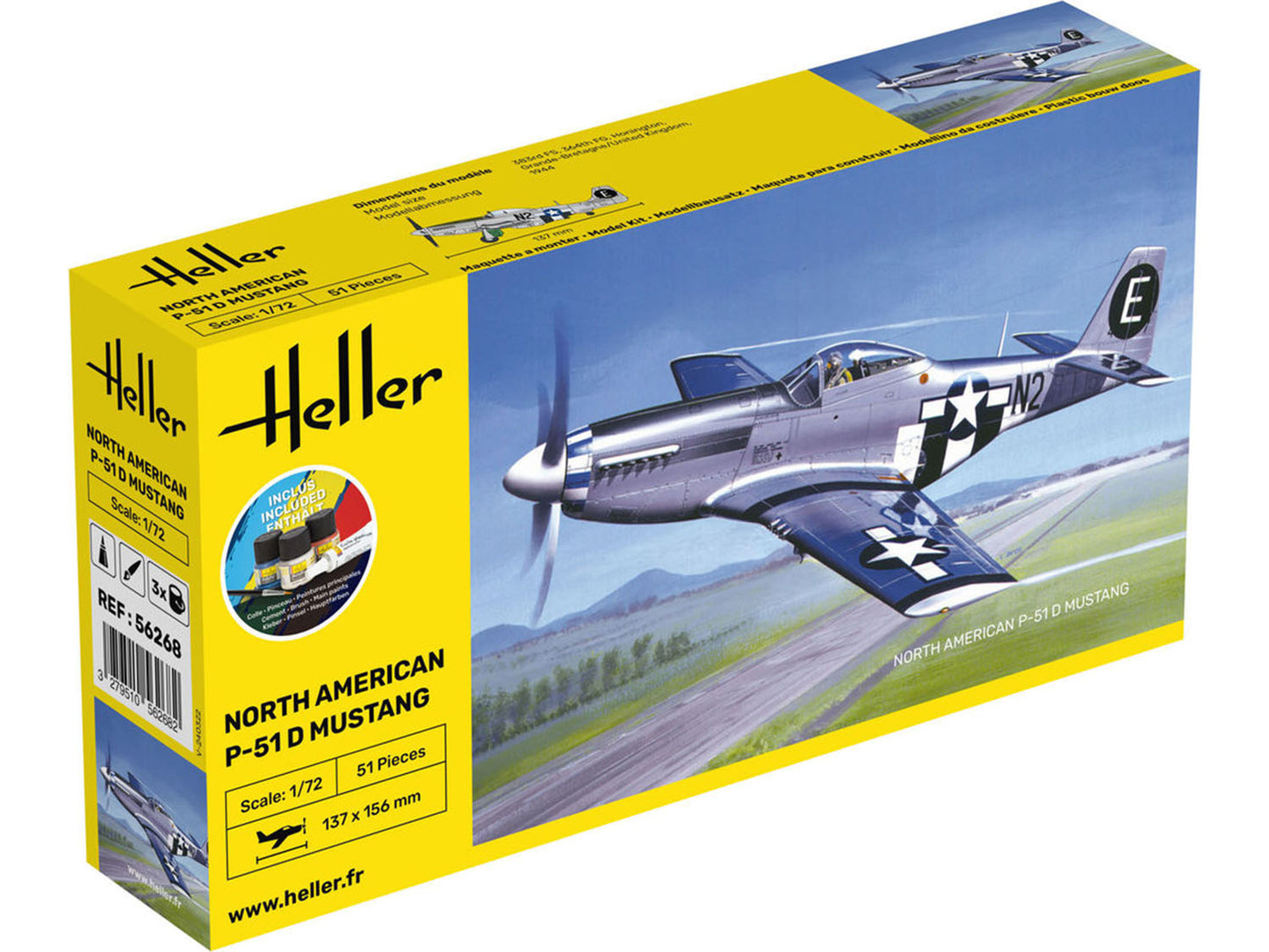 Heller 56268 US North American P-51 D Mustang Starter Kit 1:72 Model Kit