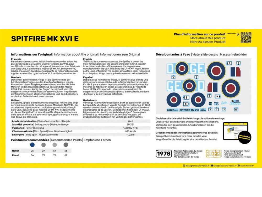 Heller 56282 British Supermarine Spitfire Mk XVI E Starter Kit 1:72)