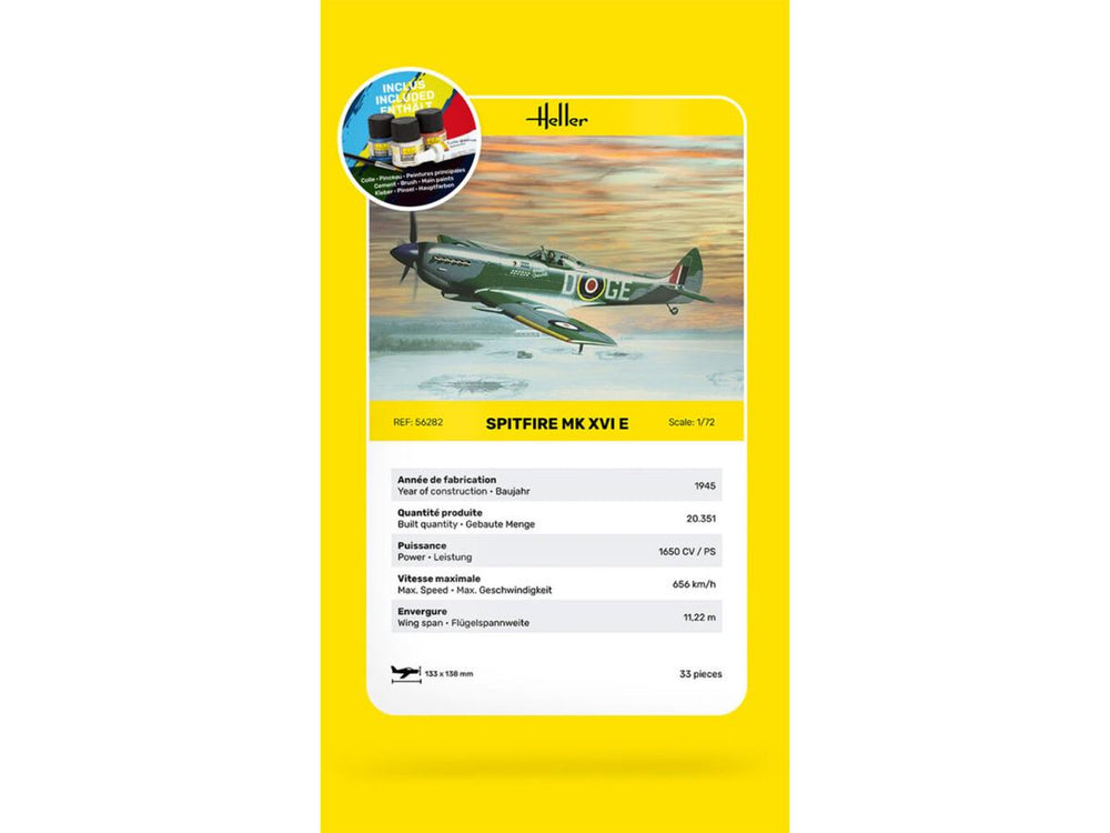 Heller 56282 British Supermarine Spitfire Mk XVI E Starter Kit 1:72)