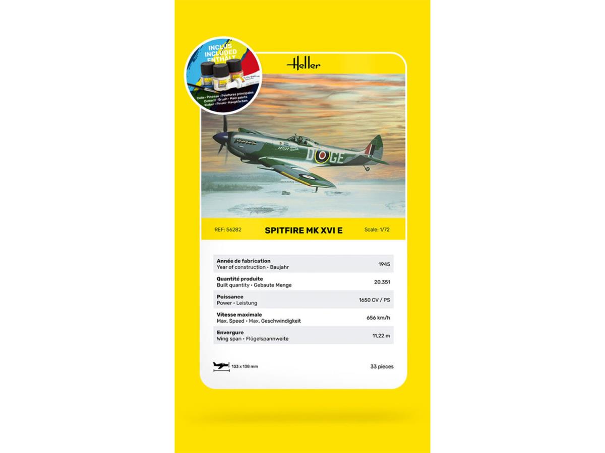Heller 56282 British Supermarine Spitfire Mk XVI E Starter Kit 1:72)