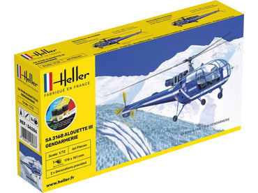 Heller 56286 Aerospatiale SA 316B Aloutte III Gendarm Starter Kit 1:72)
