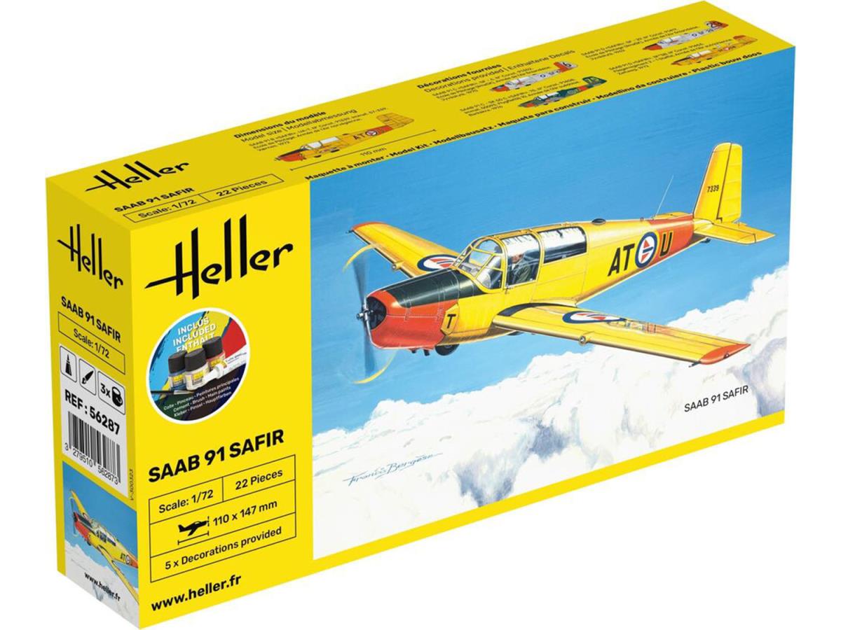 Heller 56287 Swedish Saab 91 Safir Starter Kit 1:72 Model Kit