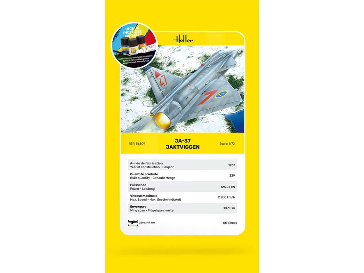 Heller 56309 Swedish Saab JA-37 Jaktviggen Starter Kit 1:72 Model Kit