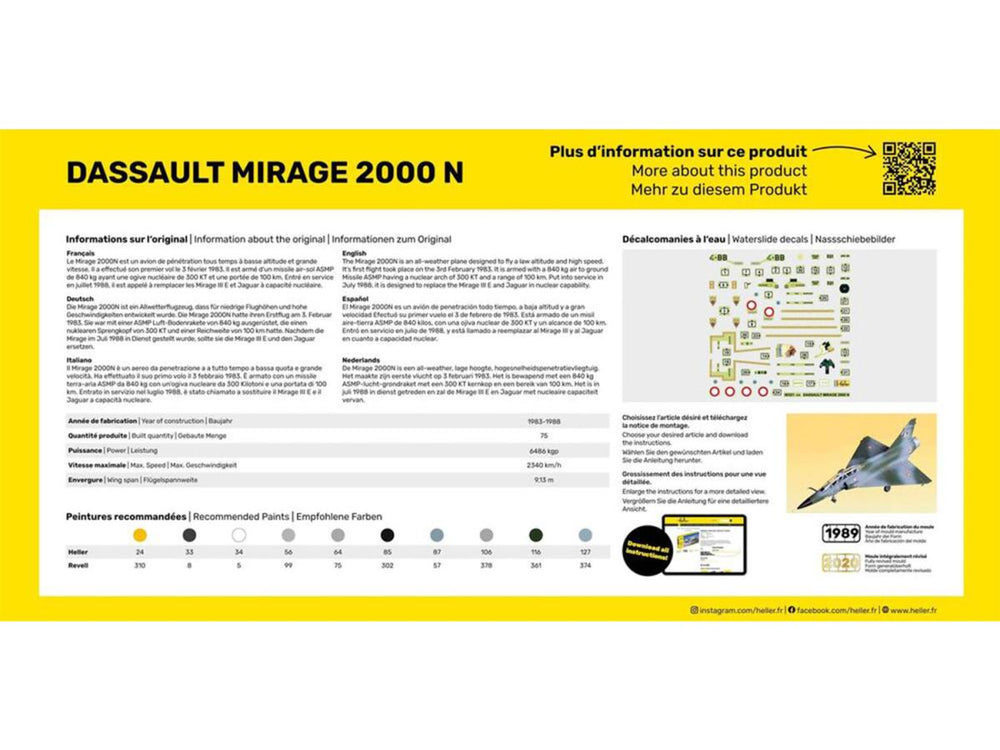 Heller 56321 French Dassault Mirage 2000 N Starter Kit 1:72 Model Kit
