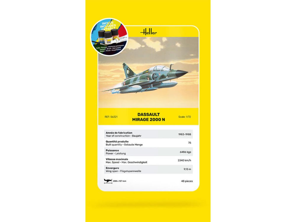 Heller 56321 French Dassault Mirage 2000 N Starter Kit 1:72 Model Kit