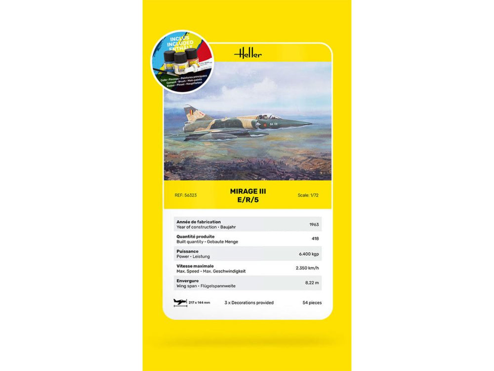 Heller 56323 French Dassault Mirage III E Starter Kit 1:72 Model Kit