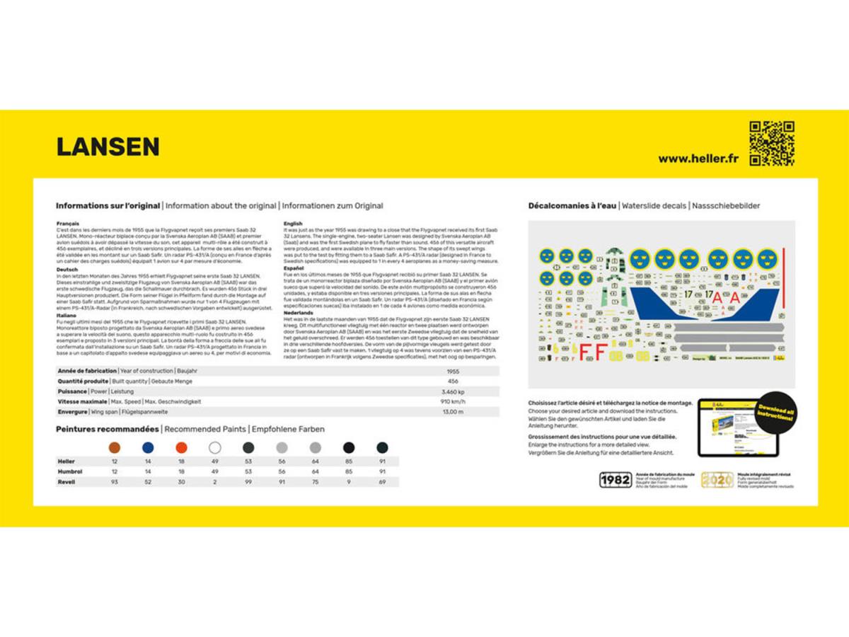 Heller 56343 Swedish Saab 32 Lansen Starter Kit 1:72 Model Kit