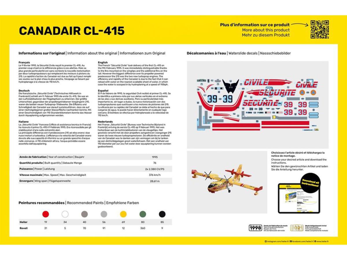 Heller 56370 Canadair CL-415 Starter Kit 1:72 Model Kit