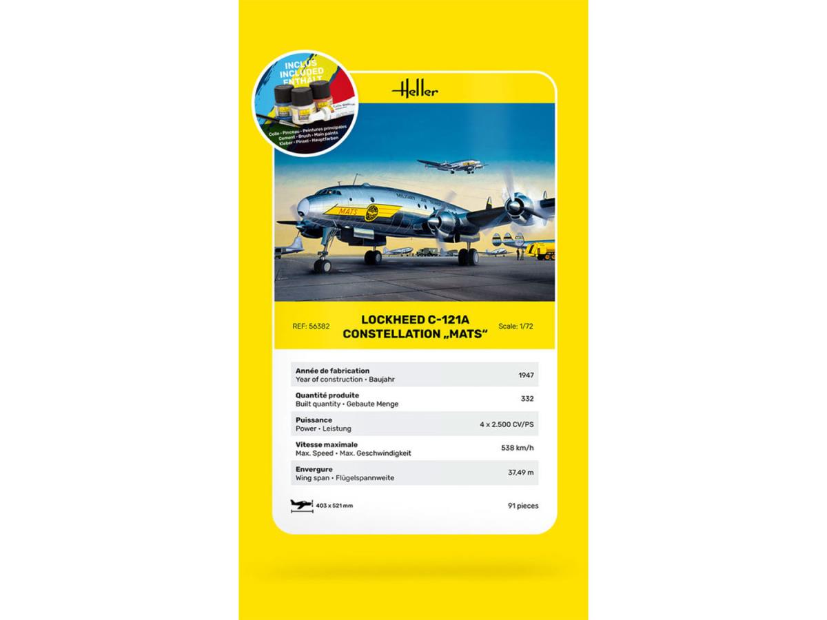 Heller 56382 US C-121A Constellation MATS Starter Kit 1:72 Model Kit