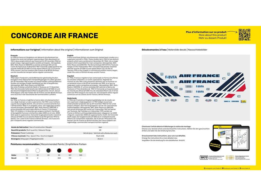 Heller 56445 Concorde Air France Starter Kit 1:125 Model Kit