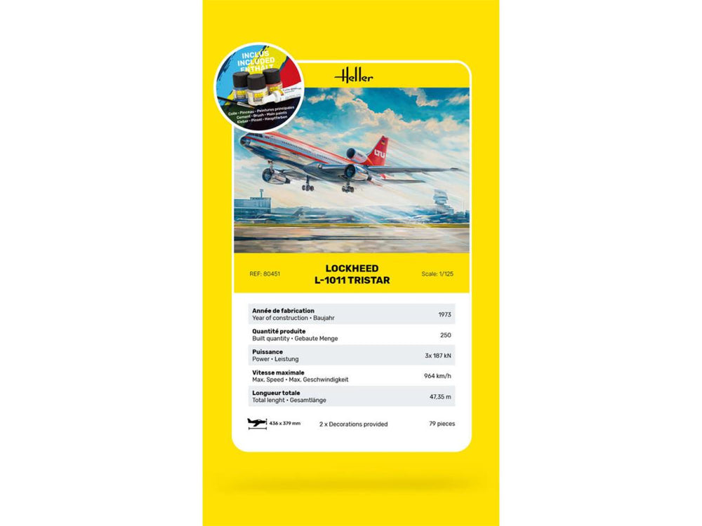 Heller 56451 Lockheed L-1011 Tristar LTU Starter Kit 1:125 Model Kit