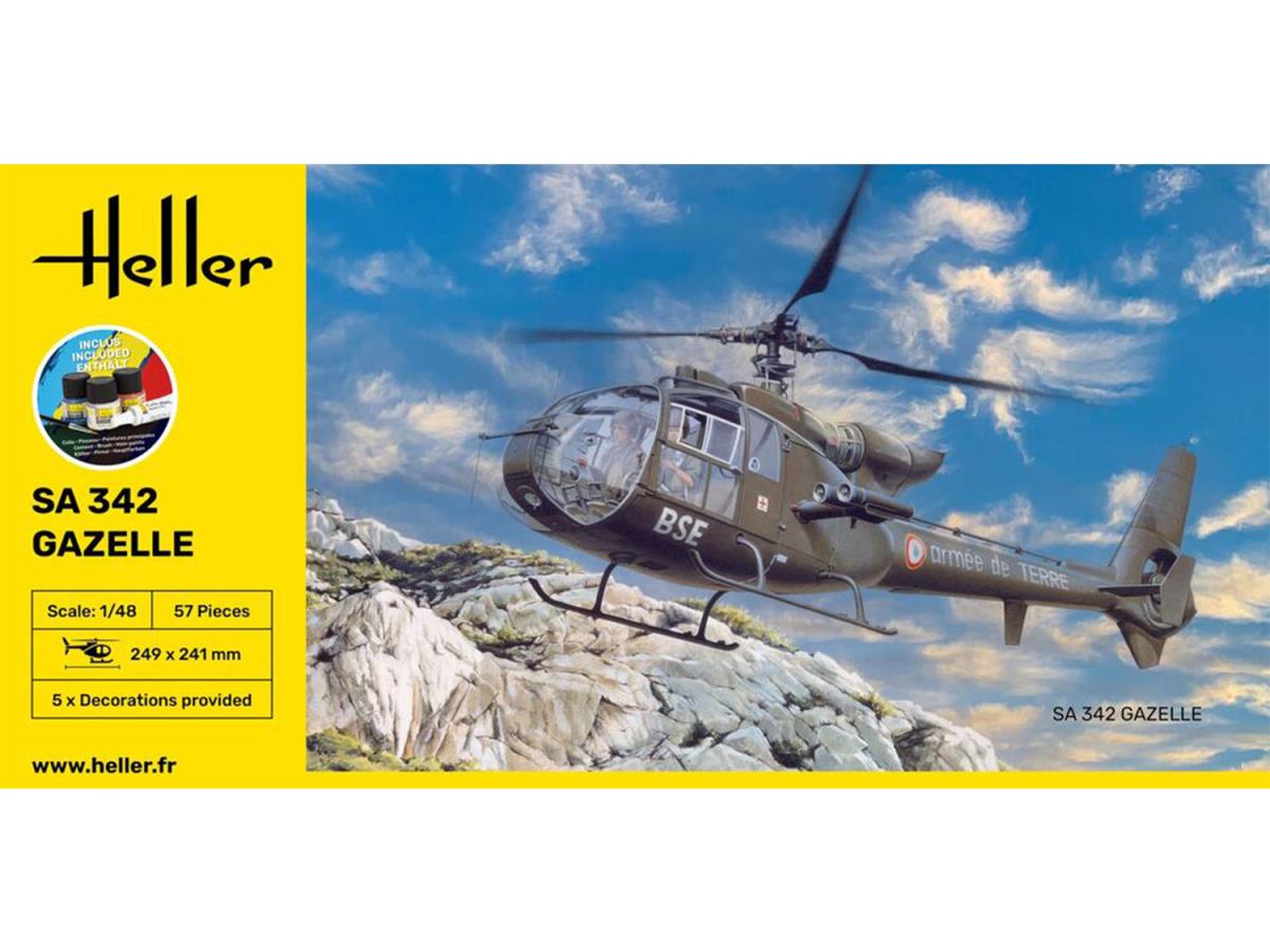 Heller 56486 French Aerospatiale SA 342 Gazelle Starter Kit 1:48 Model Kit