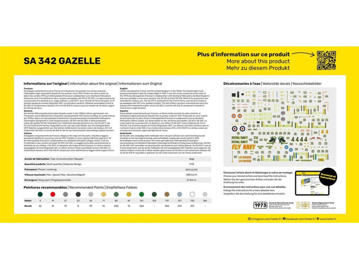 Heller 56486 French Aerospatiale SA 342 Gazelle Starter Kit 1:48 Model Kit