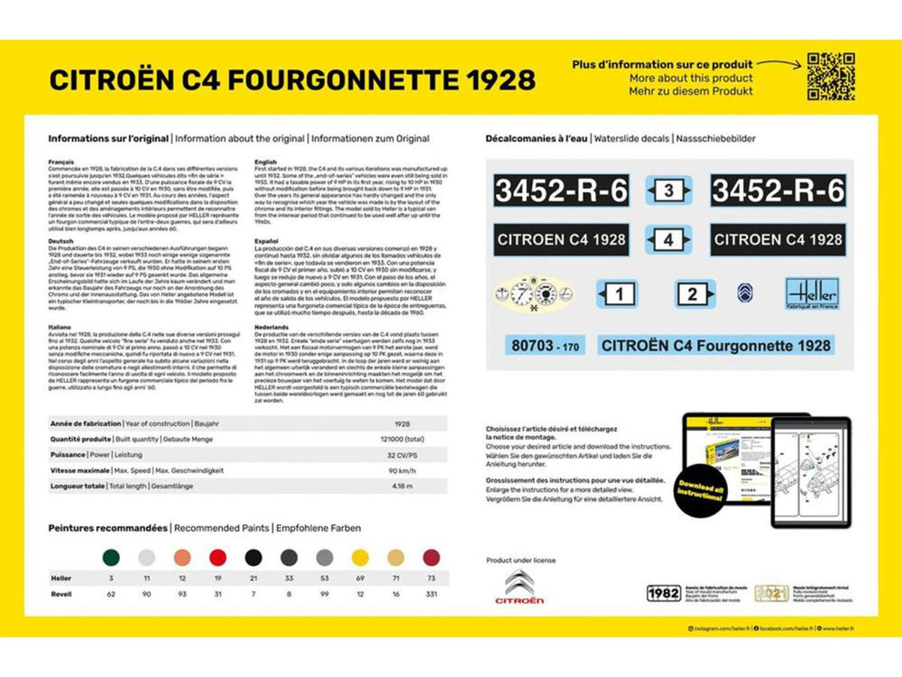 Heller 56703 Citroen C4 Fourgonnette 1928 Starter Kit 1:24 Model Kit