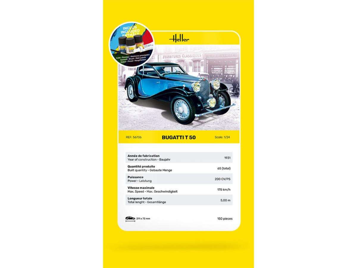 Heller 56706 Bugatti T50 Starter Kit 1:24 Model Kit