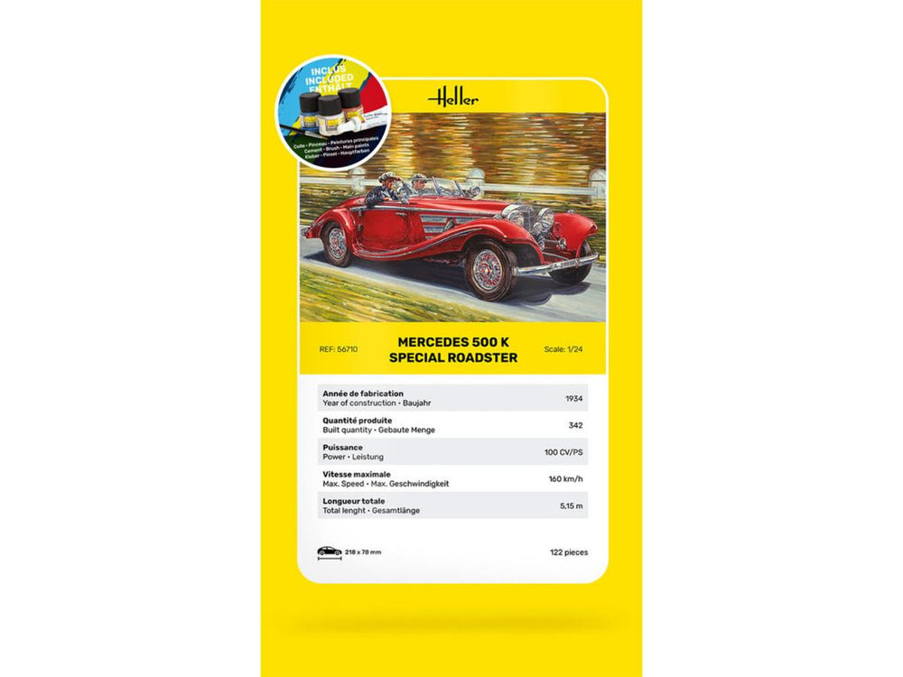 Heller 56710 Mercedes 500 K Special Roadster Starter Kit 1:24 Model Kit