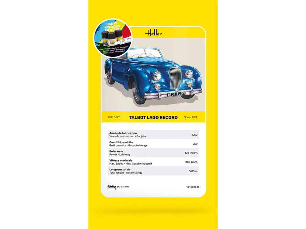Heller 56711 Talbot Lago Record Starter Kit 1:24 Model Kit