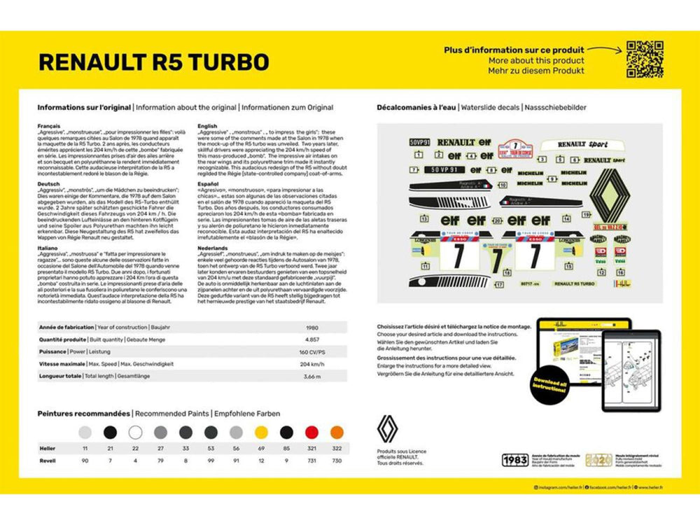Heller 56717 Renault R5 Turbo Starter Kit 1:24 Model Kit