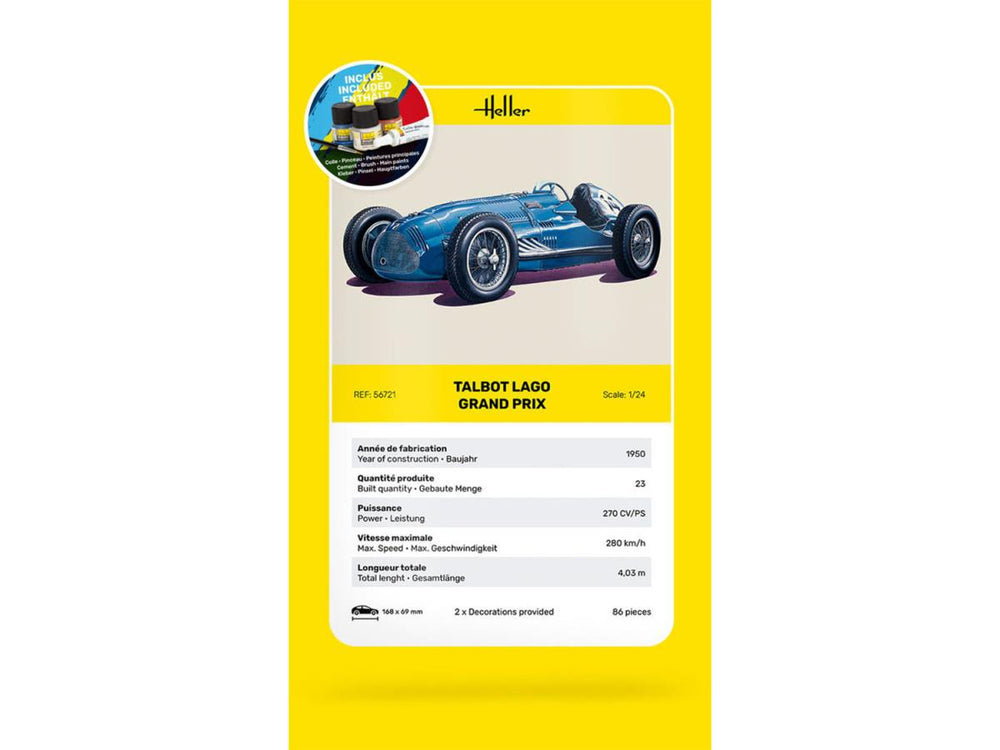 Heller 56721 Talbot Lago Grand Prix Starter Kit 1:24 Model Kit