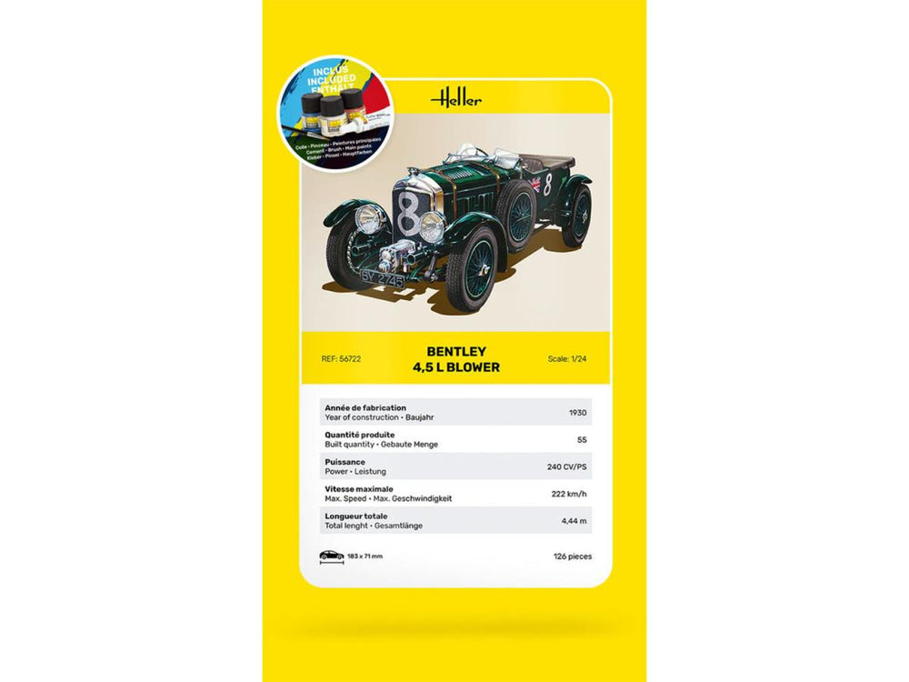 Heller 56722 Bentley Blower 4.5L Starter Kit 1:24 Model Kit