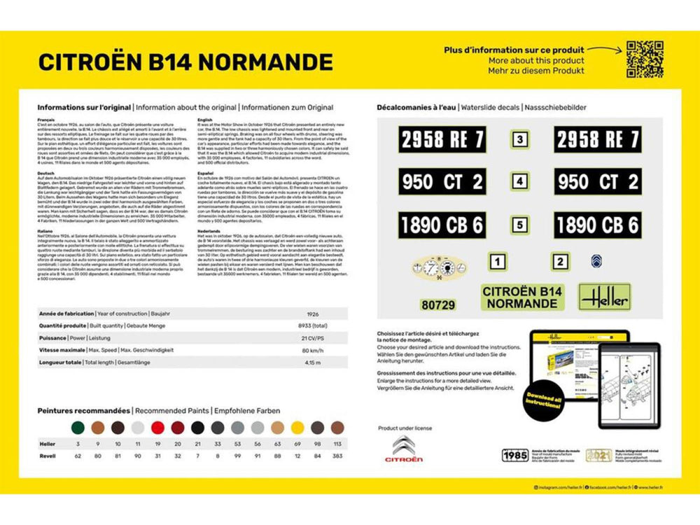 Heller 56729 Citroen B14 Normande Starter Kit 1:24 Model Kit
