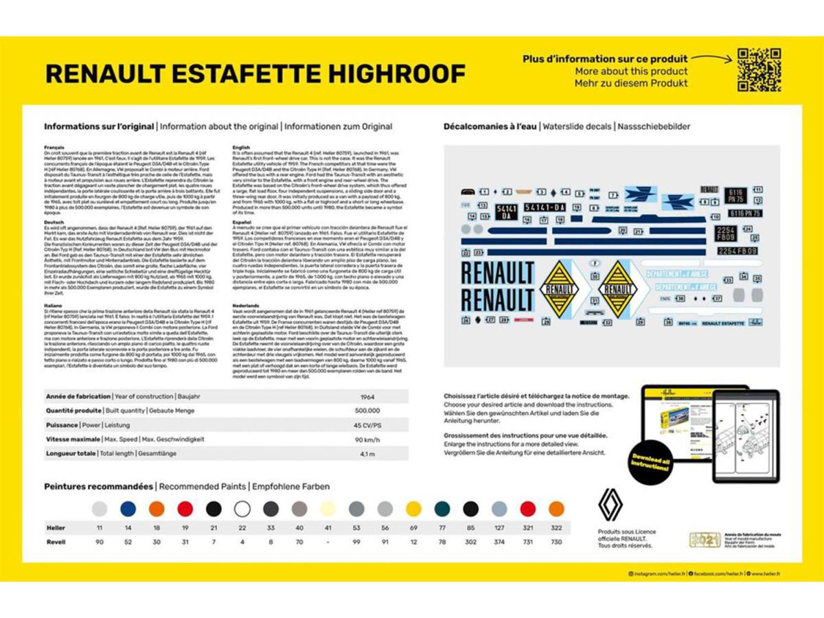 Heller 56740 Renault Estafette High Roof Starter Kit 1:24 Model Kit