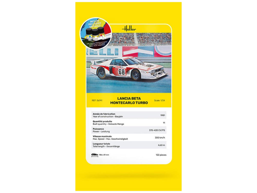 Heller 56741 Lancia Beta Montecarlo Turbo Starter Kit 1:24 Model Kit