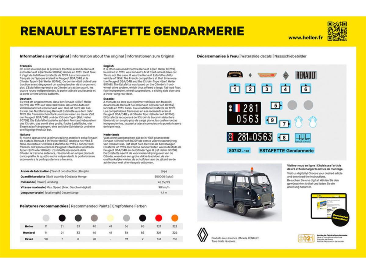 Heller 56742 Renault Estafette Gendarmerie Starter Kit 1:24 Model Kit