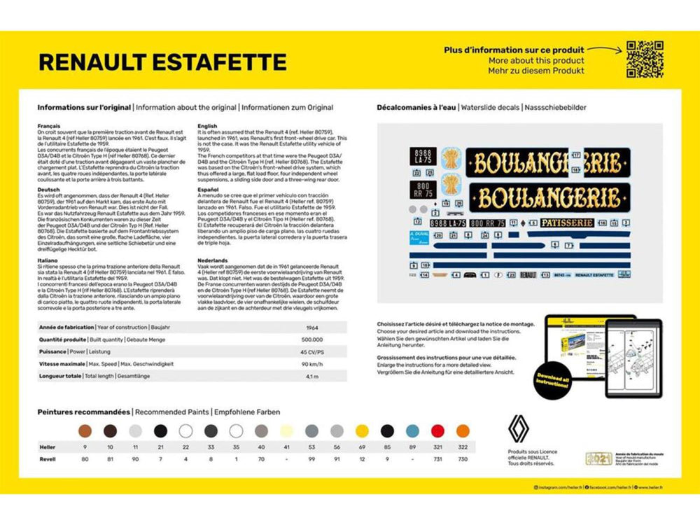 Heller 56743 Renault Estafette Starter Kit 1:24 Model Kit