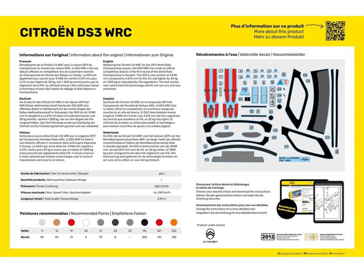 Heller 56758 Citroen DS3 WRC Starter Kit 1:24 Model Kit