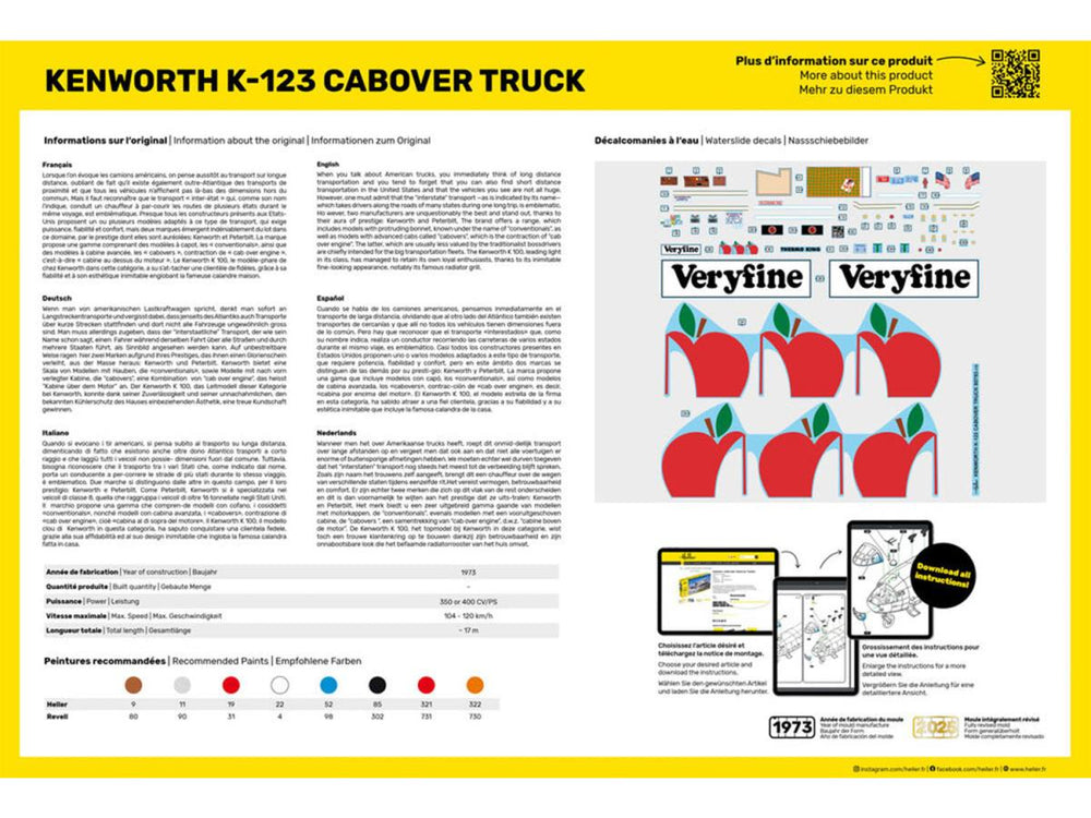 Heller 56793 Kenworth K-123 Cabover Truck Starter Kit 1:43 Model Kit