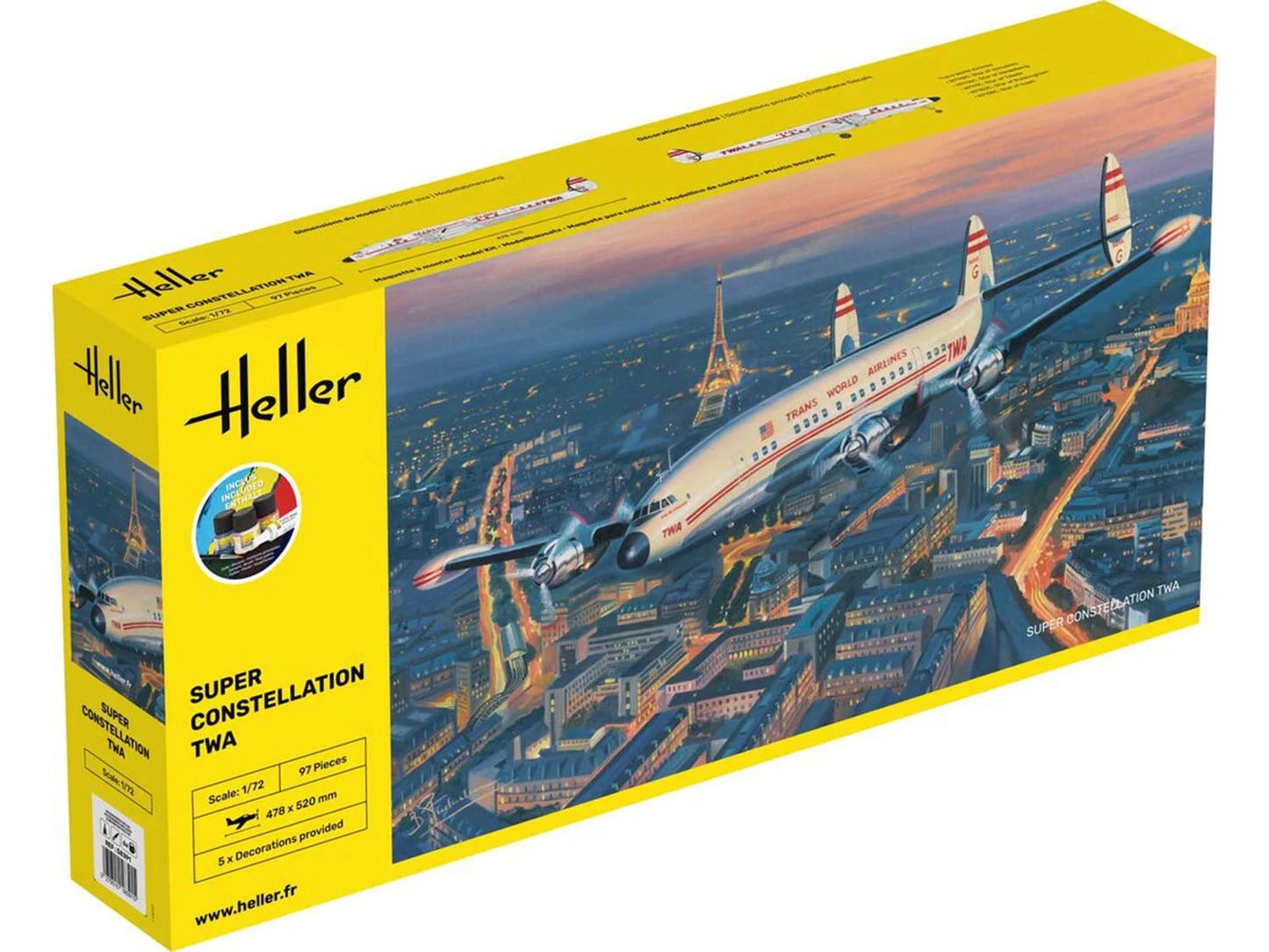 Heller 58391 Lockheed L-1049 Super Constellation TWA Starter Kit 1:72)