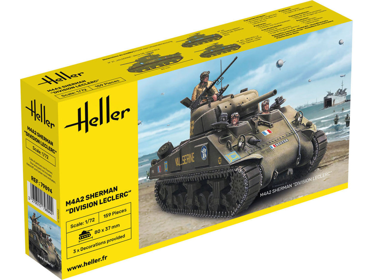 Heller 79894 US M4A2 Sherman Division Leclerc 1:72 Model Kit