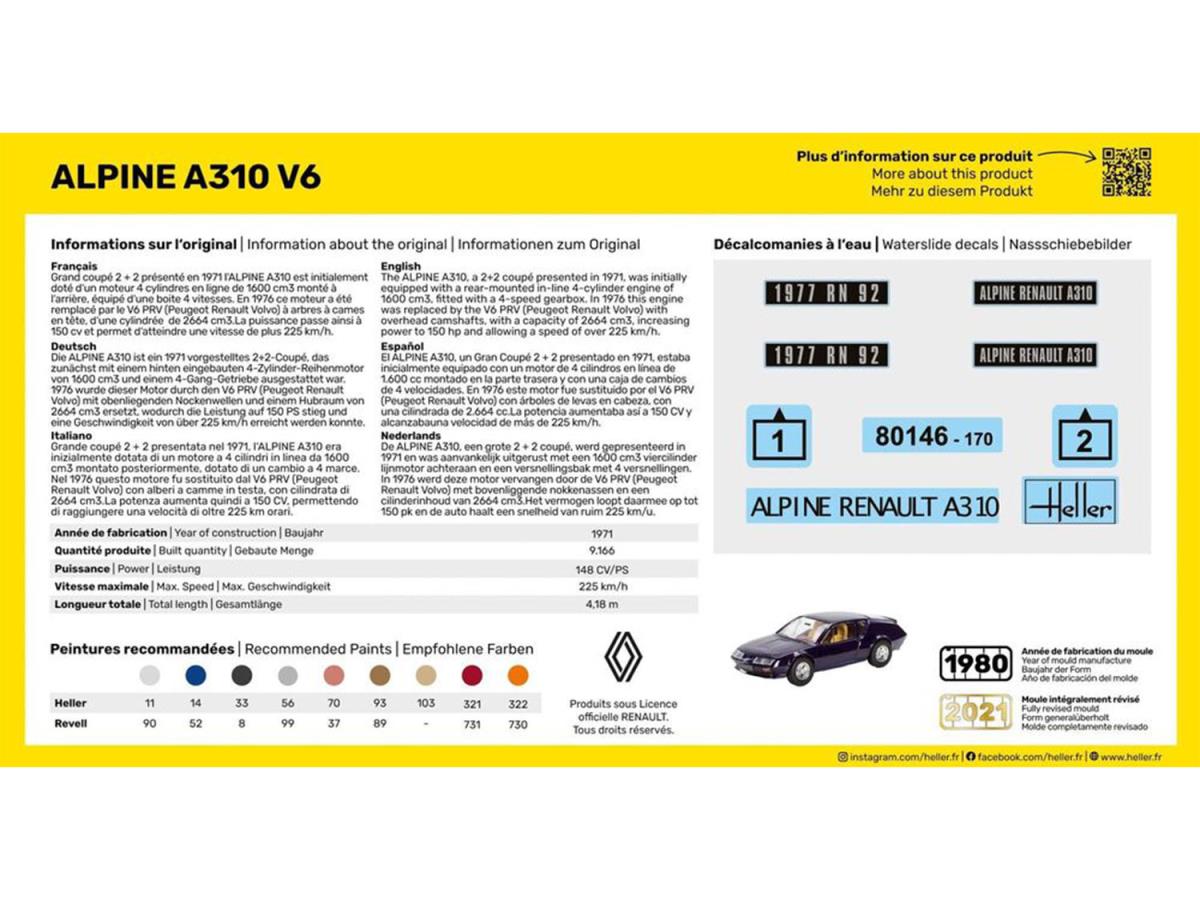 Heller 80146 Alpine A310 V6 1:43 Model Kit