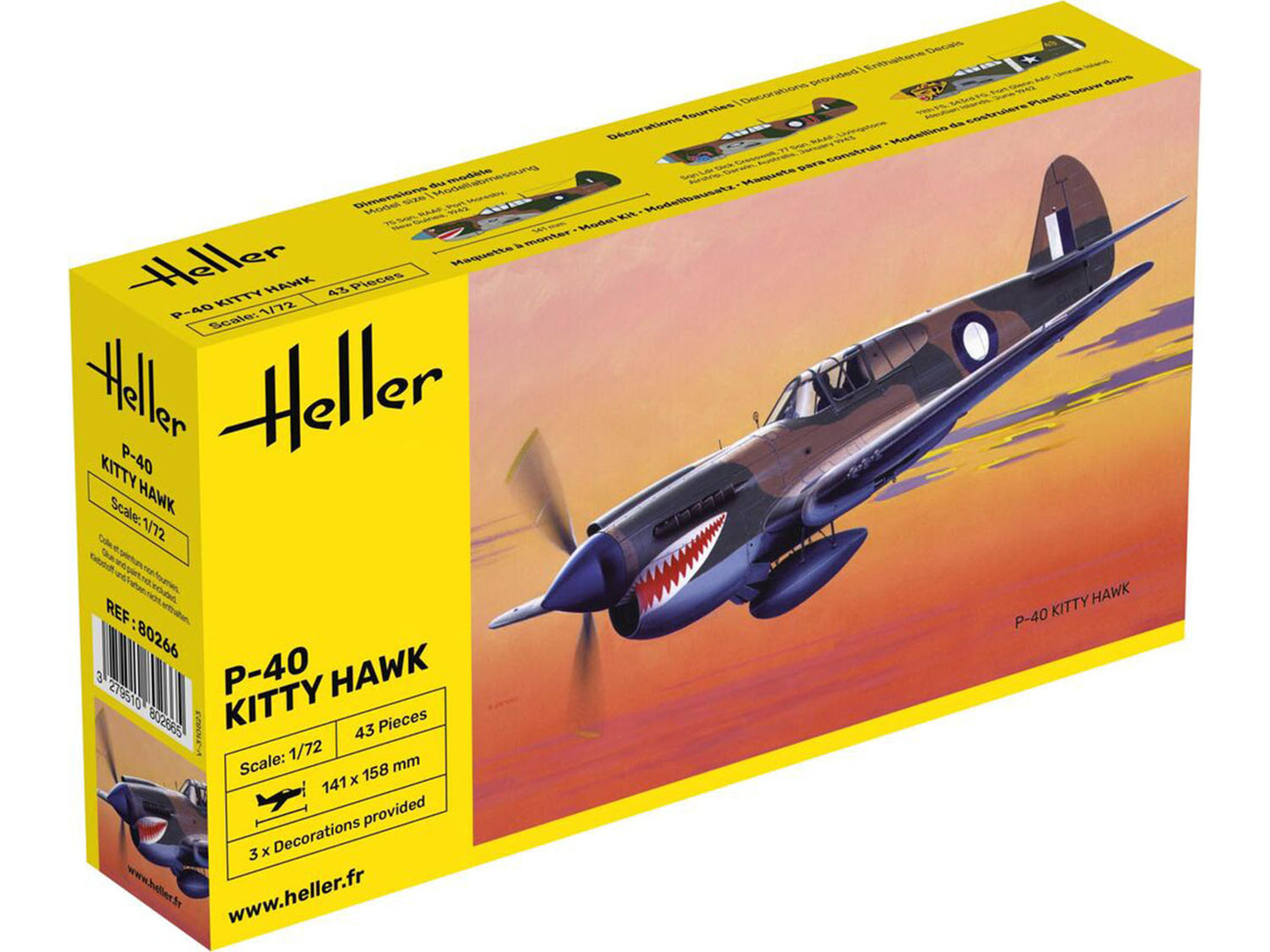 Heller 80266 US Curtiss P-40 Kitty Hawk 1:72 Model Kit