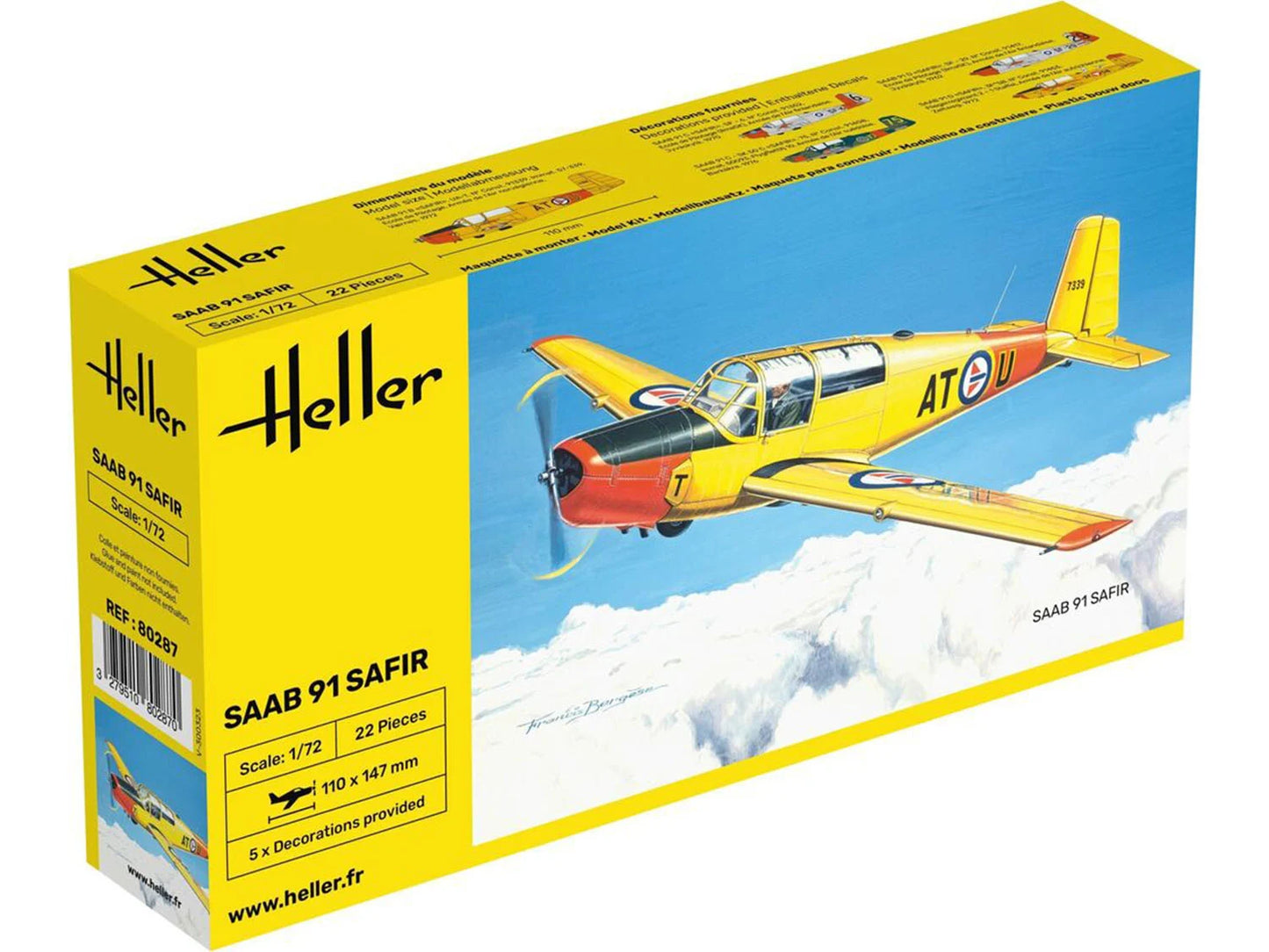 Heller 80287 Swedish Saab 91 Safir 1:72 Model Kit
